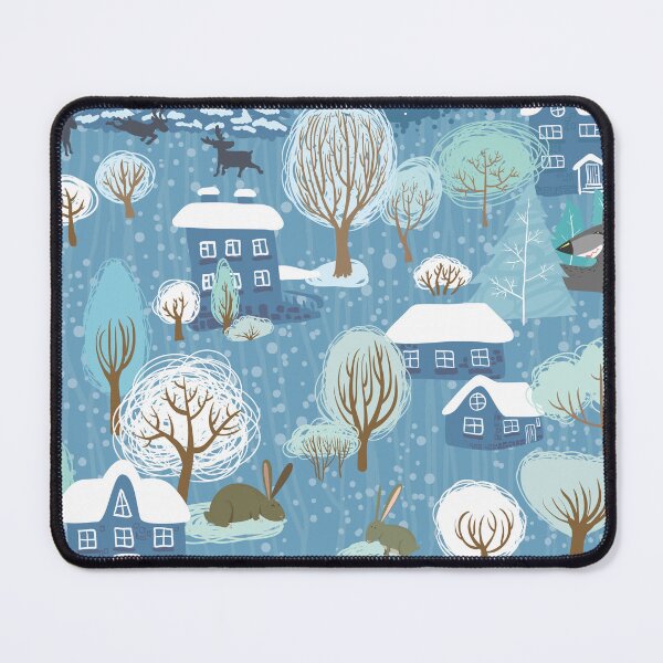 Item preview, Winter Wonderland in a Forest Town with Rabbits, Reindeer and Wolves designed and sold by Pink Pineapple Works.