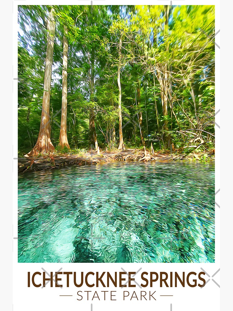 "Ichetucknee Springs State Park Florida Watercolor Vintage" Sticker for