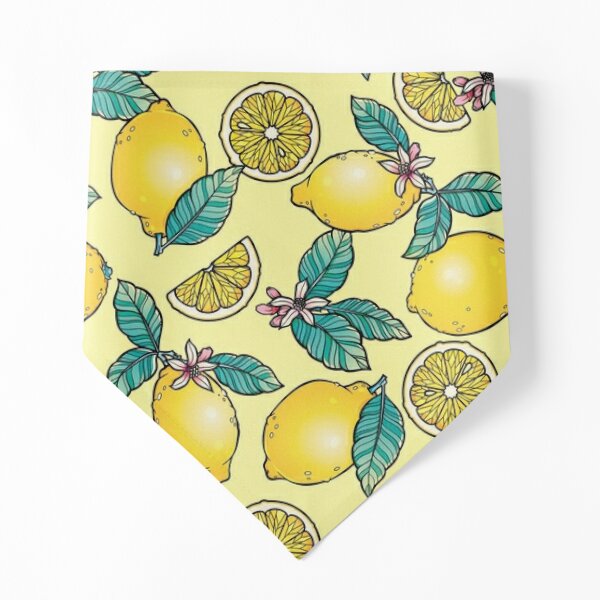 Yellow Lemons blossoms and leaves pattern Pet Bandana