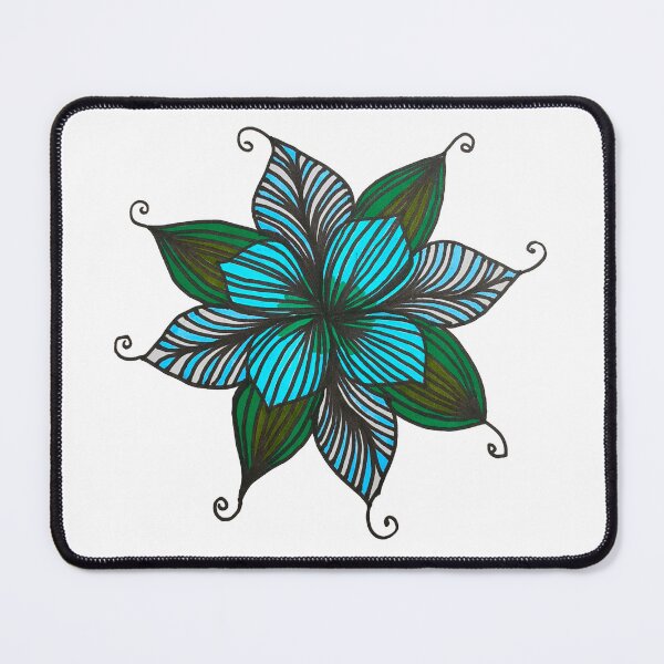 Item preview, Green and Blue Flower and Leaves - Hand Designed Floral Print designed and sold by ckylin.
