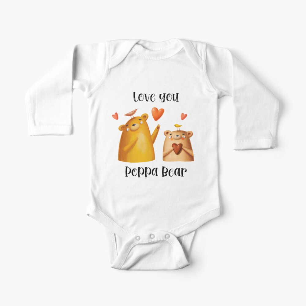 Dad Papa Bear Two Cubs Shirt 2 Kids Father's Day Gift Baby Long Sleeve  Bodysuit