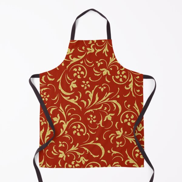 Item preview, Red and gold swirly damasks pattern designed and sold by GoDesign1.