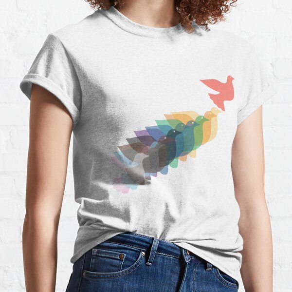Rainbow Peace Doves Classic T-Shirt
