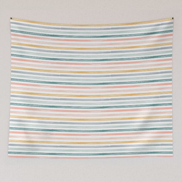 Item preview, summer stripes - blue/pink/gold designed and sold by littlearrow.