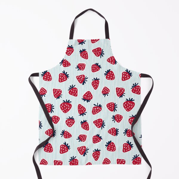 Item preview, Strawberries - red on blue stripes designed and sold by littlearrow.