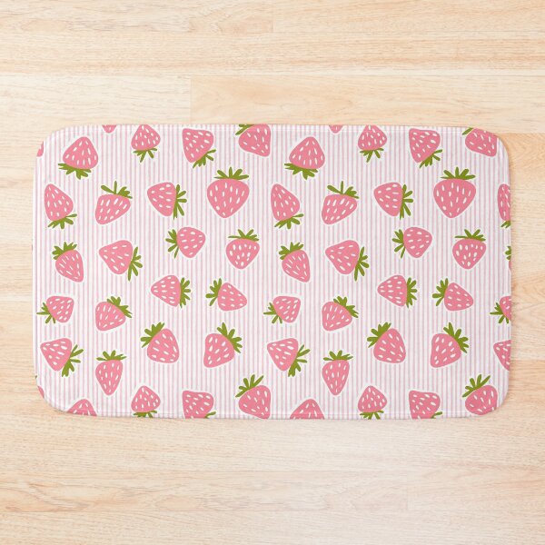 Item preview, Strawberries - pink on pink stripes designed and sold by littlearrow.