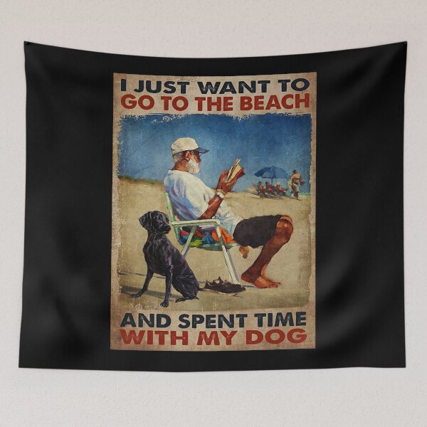 Item preview, beach with dog reading books old man gifts designed and sold by BrennaEirlys.