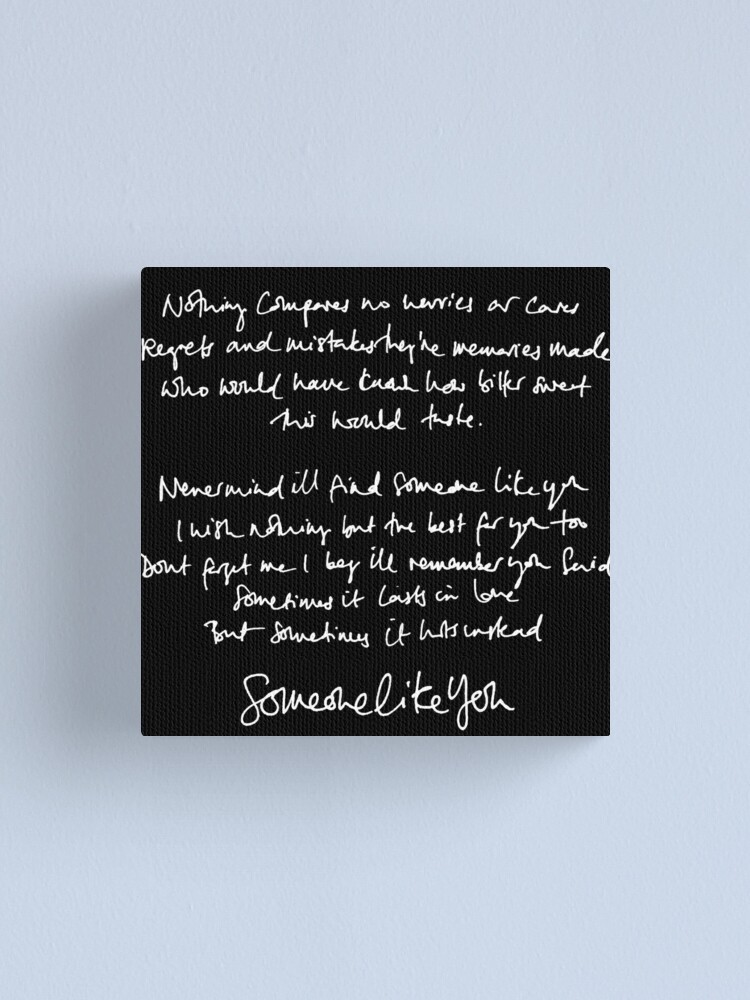 Someone Like You Handwritten Lyrics Adele Canvas Print By Daydreameruk Redbubble