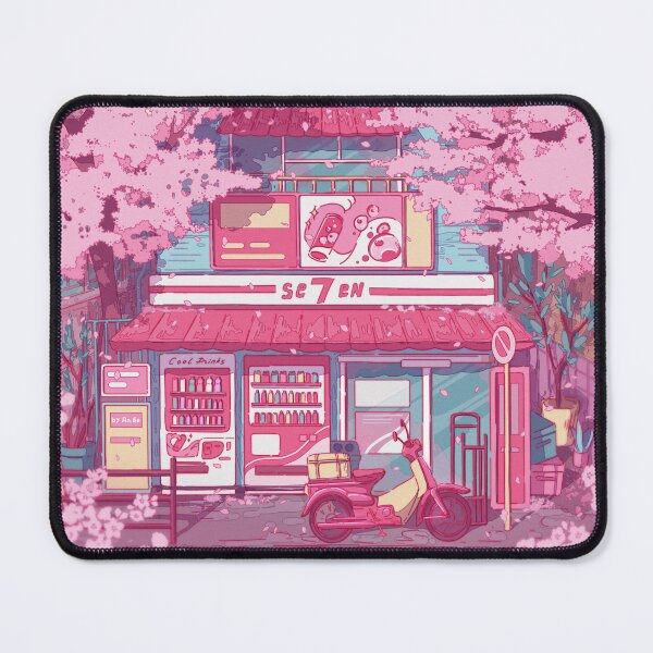 Item preview, The aesthetic Tokyo street with vending machines and a grocery store designed and sold by AnGoArt.