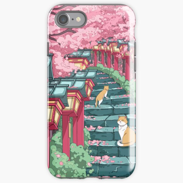 Item preview, The Japanese shrine, cats and pink sakura blossom designed and sold by AnGoArt.