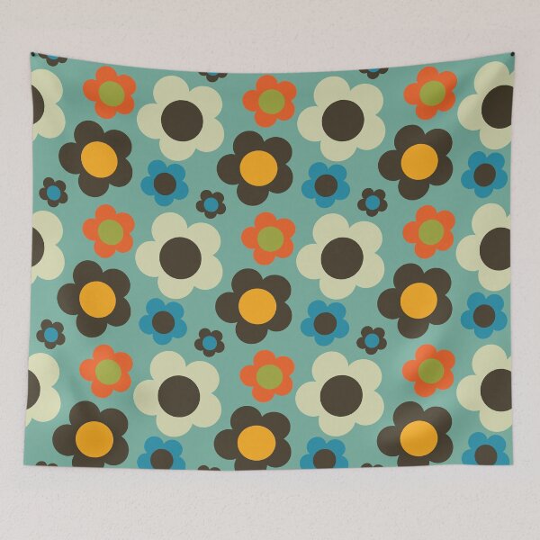 Item preview, bold retro floral blue designed and sold by susycosta.
