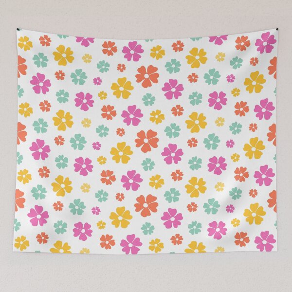 Item preview, Retro Flower Power 1: pink, yellow, blue, and orange, Groovy designed and sold by Becky Hunter.