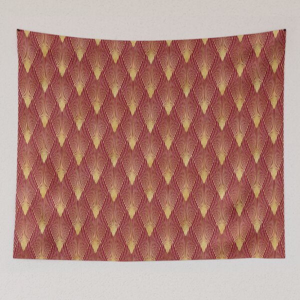 Item preview, Art deco golden beams design pattern on burgundy background designed and sold by Becky Hunter.