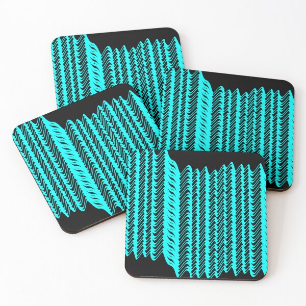 Item preview, Abstract pattern waves design in aqua on black background designed and sold by Becky Hunter.