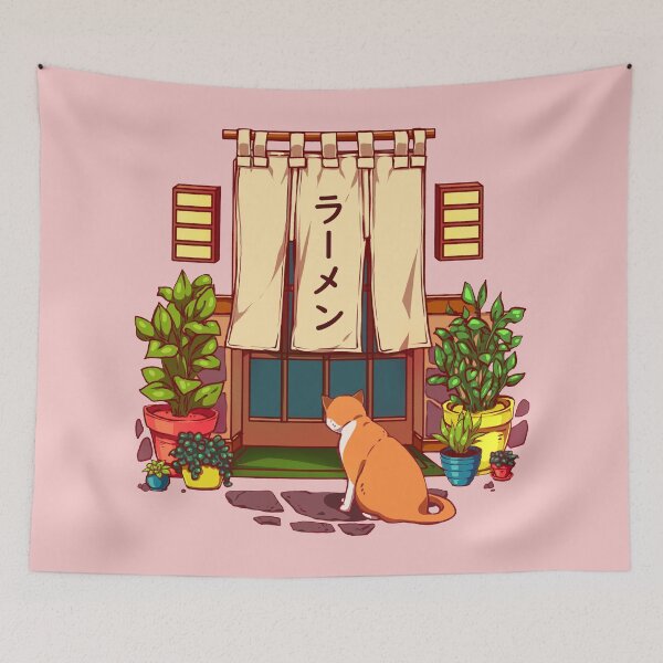 Item preview, The red cat and the Japanese ramen shop designed and sold by AnGoArt.