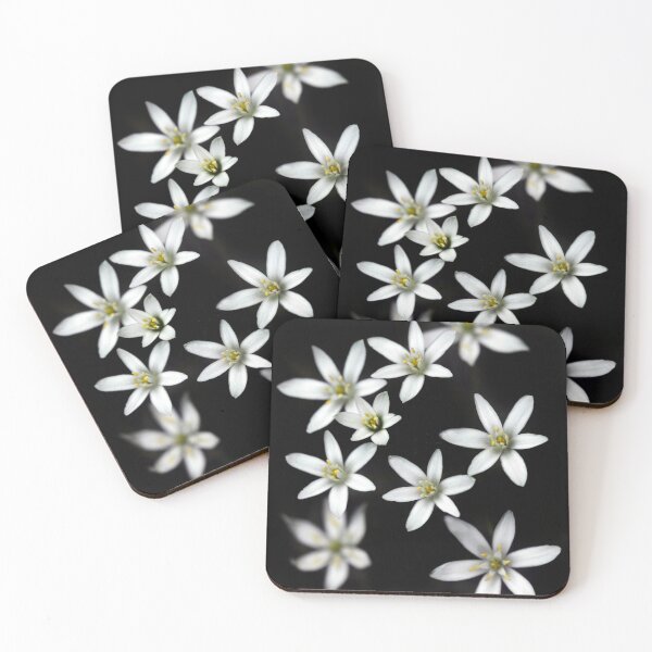 Item preview, White flowers on black background designed and sold by olena2552.