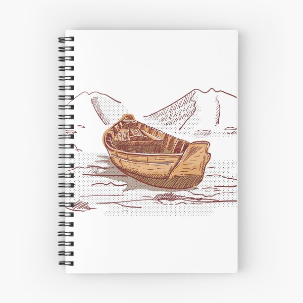 Item preview, Boat on the Shore Mountains Ocean Lithograph  designed and sold by BakaOutfit.