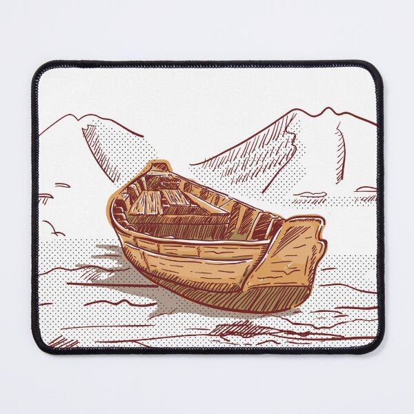 Item preview, Boat on the Shore Mountains Ocean Lithograph  designed and sold by BakaOutfit.