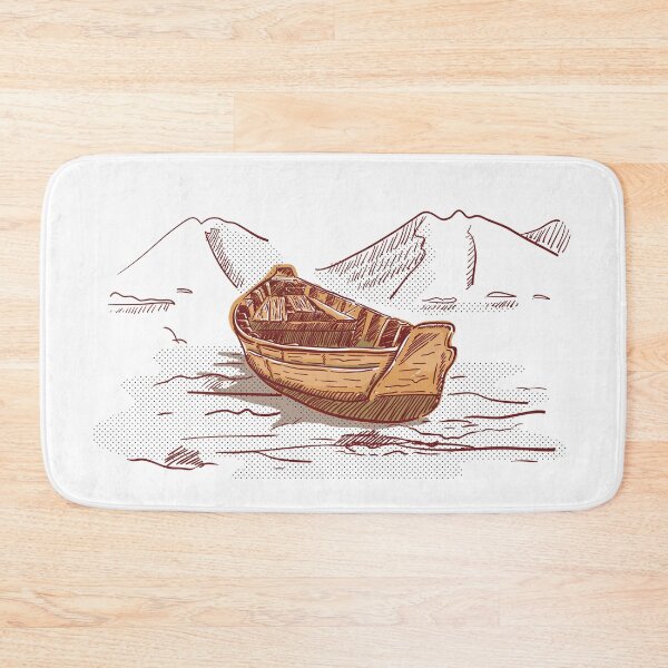 Item preview, Boat on the Shore Mountains Ocean Lithograph  designed and sold by BakaOutfit.