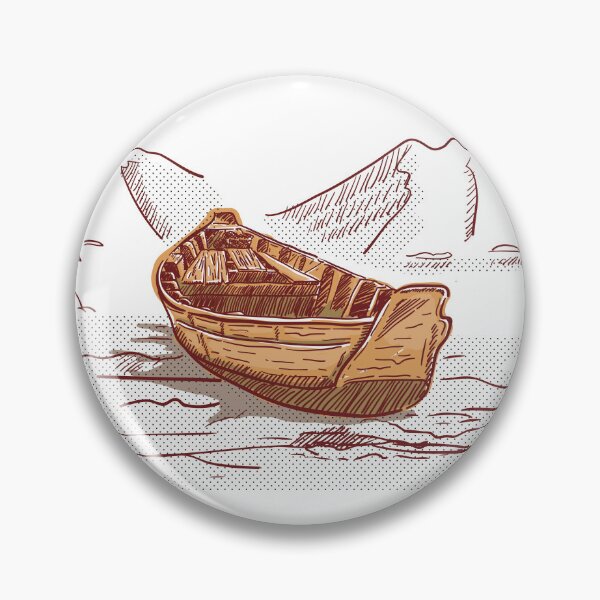 Item preview, Boat on the Shore Mountains Ocean Lithograph  designed and sold by BakaOutfit.