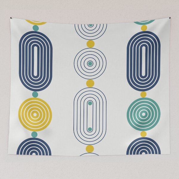 Item preview, Yellow Blue Green Lines Minimalist Geometric Pattern designed and sold by BONBcreative.
