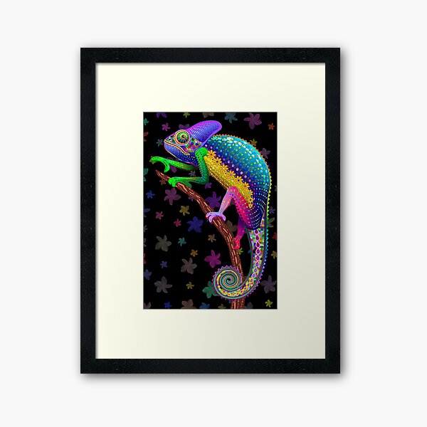 Chameleon Fantasy Rainbow Colors Framed Art Print