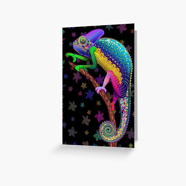 Chameleon Fantasy Rainbow Colors Greeting Card