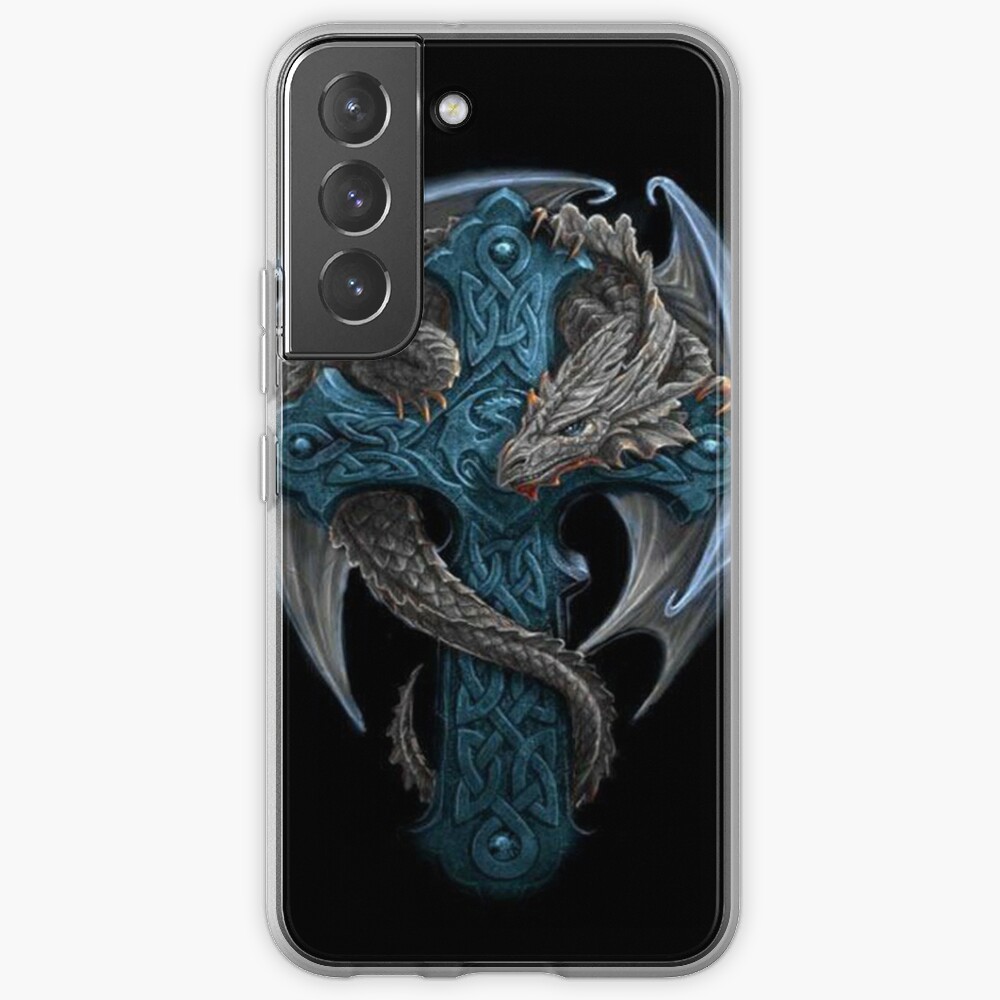 Blue Celtic Cross and Dragon Samsung Galaxy Phone Case