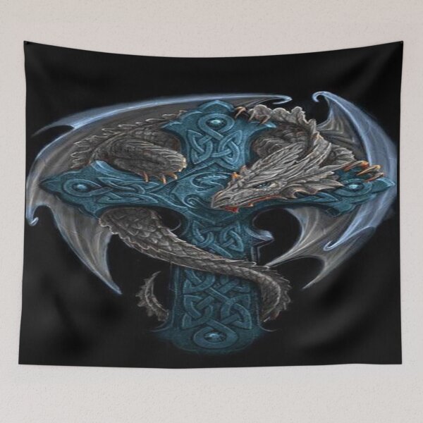 Item preview, Blue Celtic Cross and Dragon designed and sold by leen12 Art Designs Prints.