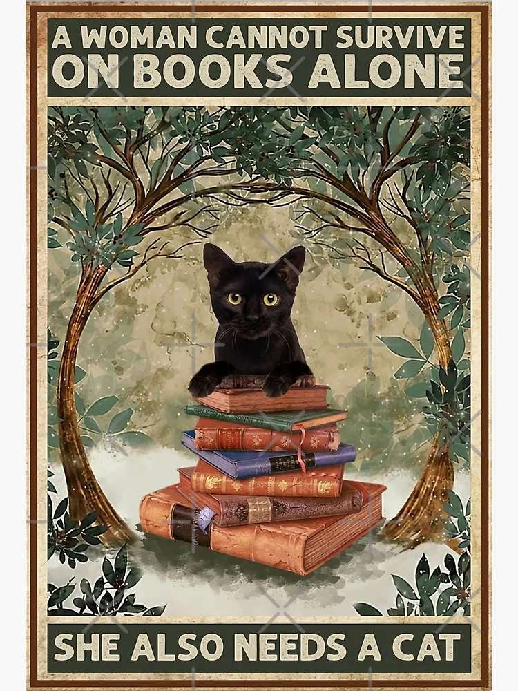 black cat and book a woman meaning quotes Photographic Print for Sale by  BrennaEirlys