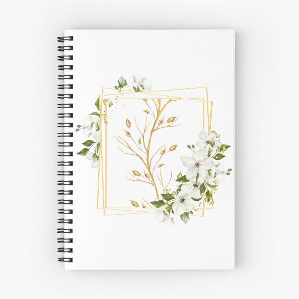 Artikelvorschau, Goldzweig in einer goldenen Grenze mit weißen Blumen - Gartengestaltung entworfen und verkauft von CreativNode.
