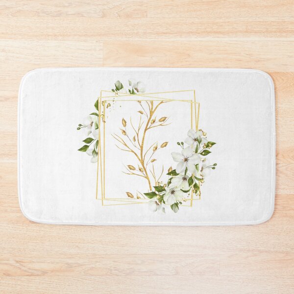 Item preview, Gold Branch in a Gold Border with White Flowers - Garden Design designed and sold by CreativNode.