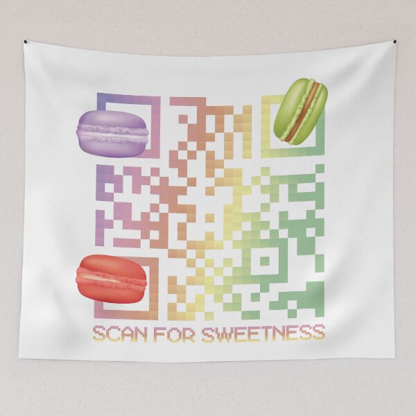 Aperçu de l'œuvre Scannez le code QR Sweetness Macaron créée et vendue par chillaxcats.