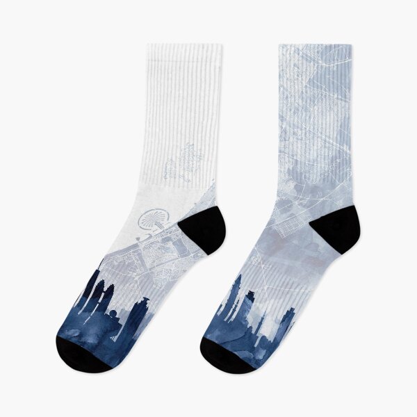 Item preview, Dubai Skyline & Map Watercolor Navy Blue, Print by Zouzounio Art designed and sold by zouzounioart.