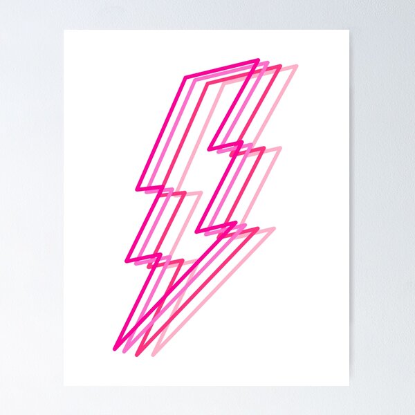 pink layered lighting bolt Poster