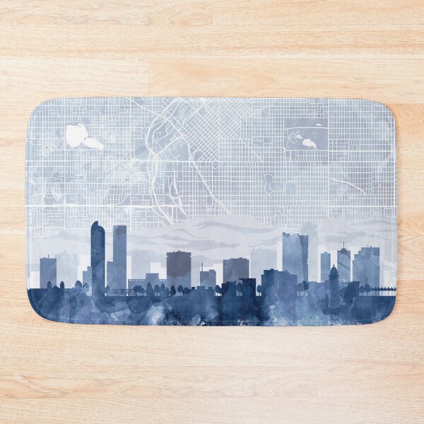 Item preview, Denver Skyline & Map Watercolor Navy Blue, Print by Zouzounio Art designed and sold by zouzounioart.