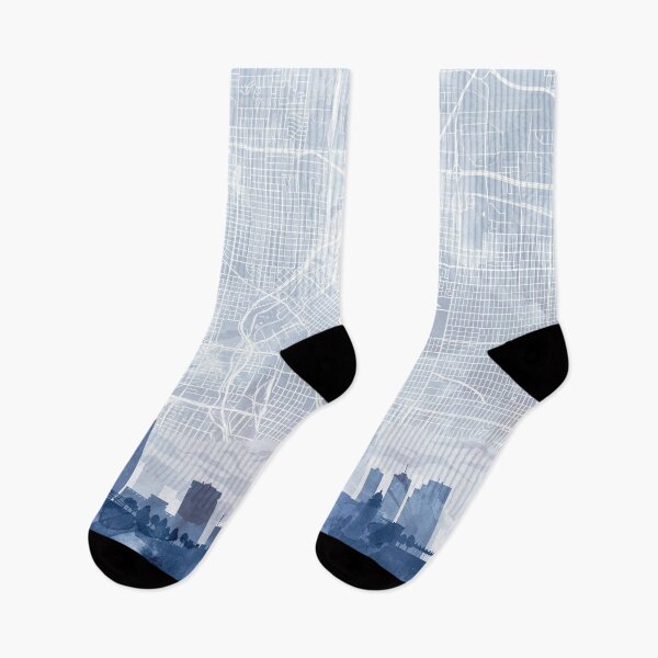 Item preview, Denver Skyline & Map Watercolor Navy Blue, Print by Zouzounio Art designed and sold by zouzounioart.