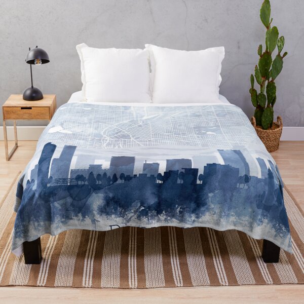 Item preview, Denver Skyline & Map Watercolor Navy Blue, Print by Zouzounio Art designed and sold by zouzounioart.