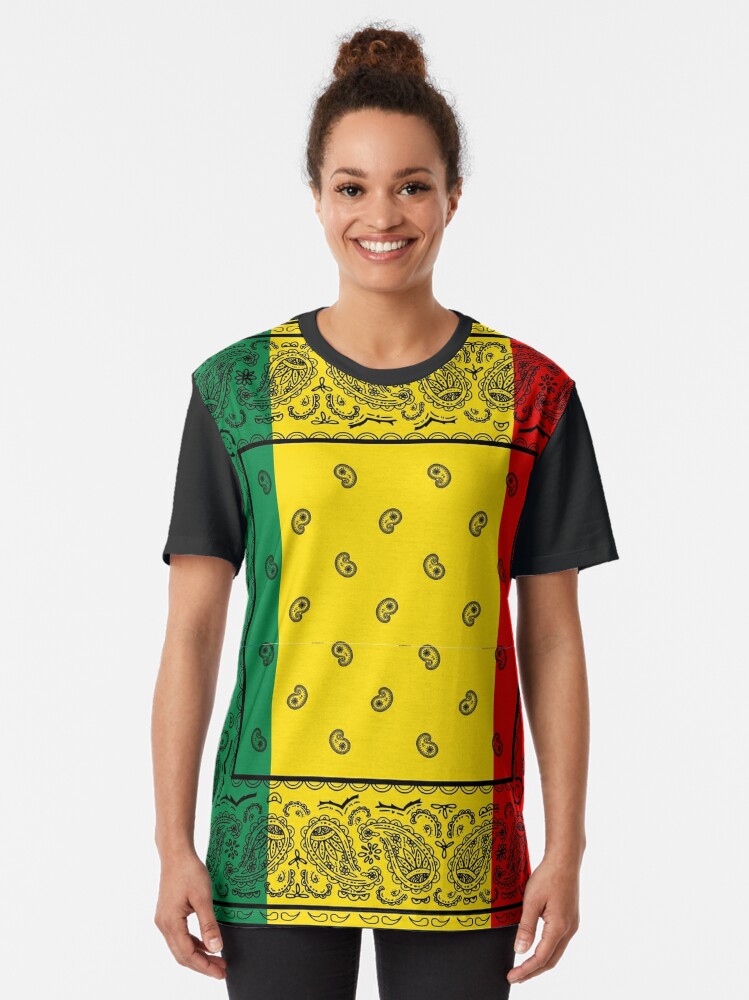 Rasta Bandana With Black Paisley T Shirt For Sale By Nolaleekelsey Redbubble