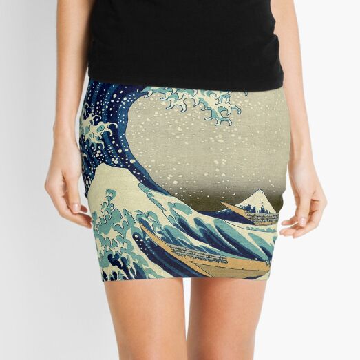 Hokusai, The Great Wave off Kanagawa, Japan, Japanese, Wood block, print. Mini Skirt