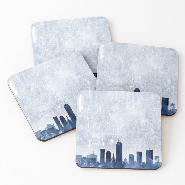 Item preview, Indianapolis Skyline & Map Watercolor Navy Blue, Print by Zouzounio Art designed and sold by zouzounioart.
