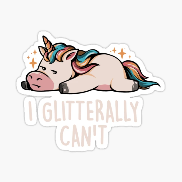 Hi Hello There - Happy Unicorn Glitter Sticker – Cloverdilly Kids