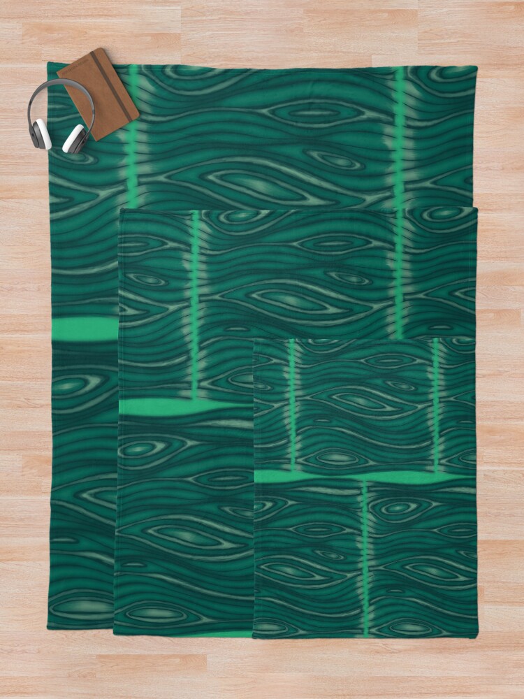 Thumbnail 5 of 6, Throw Blanket, Minimalist Illusion Pattern Green Vines designed and sold by BlazeraptorGirl.
