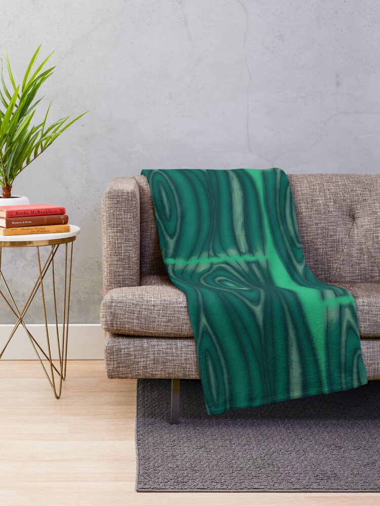 Thumbnail 2 of 6, Throw Blanket, Minimalist Illusion Pattern Green Vines designed and sold by BlazeraptorGirl.