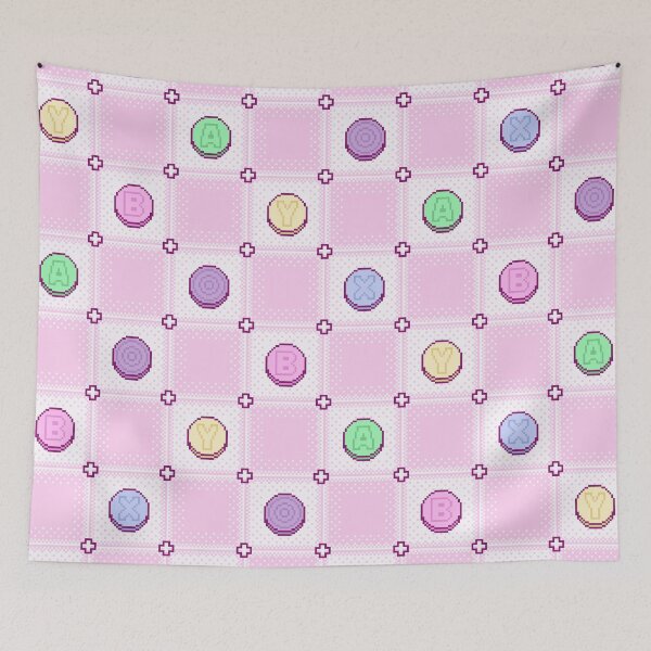 Item preview, Gamer Pastel Pink Purple Pixel Art Controller Button Pattern designed and sold by JessicaAmber.