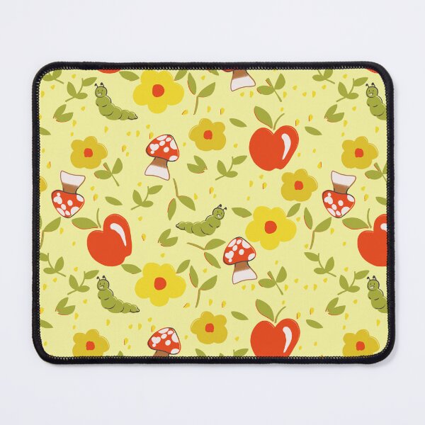 Item preview, Cottagecore Worms and Mushrooms on Yellow designed and sold by Cass Noel Studio.
