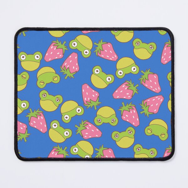 Item preview, Frogs and Strawberries on Bright Dark Blue designed and sold by Cass Noel Studio.