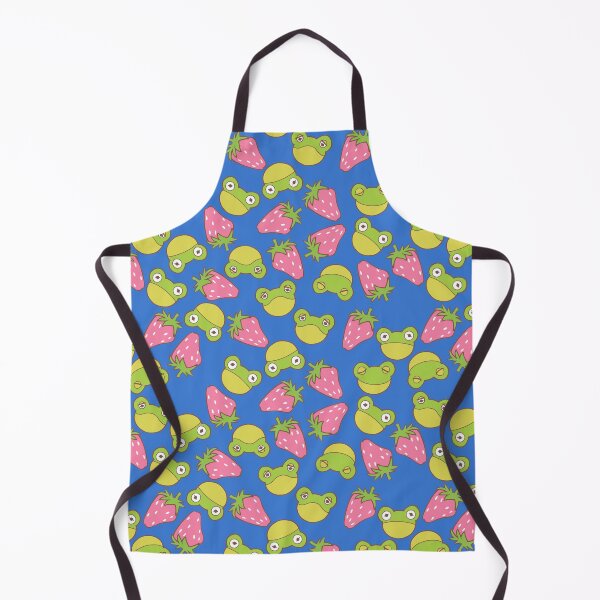 Item preview, Frogs and Strawberries on Bright Dark Blue designed and sold by Cass Noel Studio.