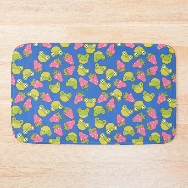 Item preview, Frogs and Strawberries on Bright Dark Blue designed and sold by Cass Noel Studio.