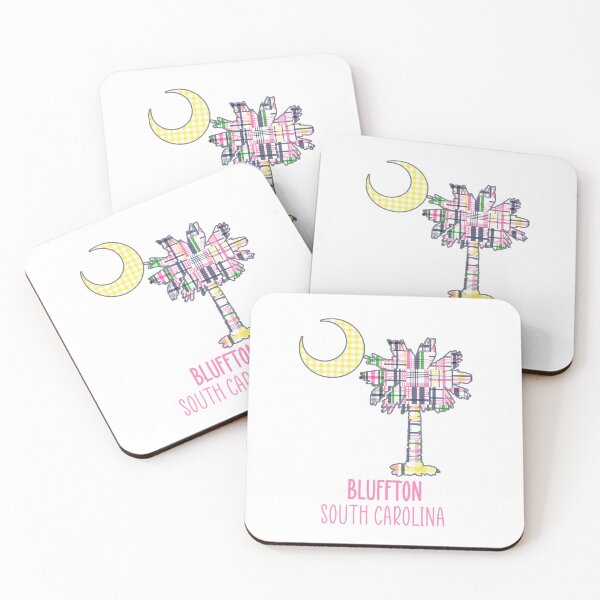 Item preview, Bluffton South Carolina Gifts Palm and Moon Flag Madras Plaid Pink designed and sold by bySoutherngal.
